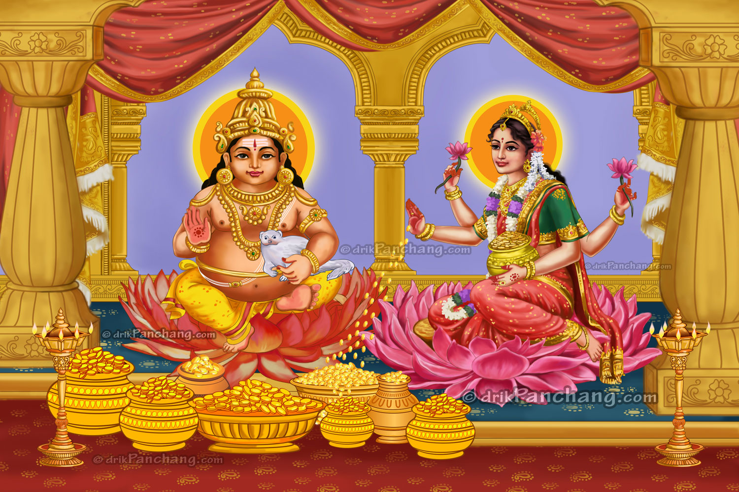 Kubera And Lakshmi , HD Wallpaper & Backgrounds