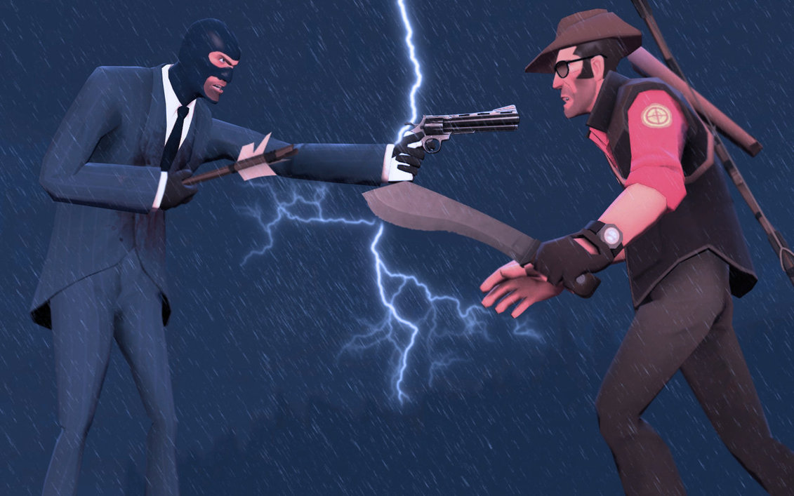 Spy Vs Sniper - Team Fortress 2 Spy And Sniper , HD Wallpaper & Backgrounds