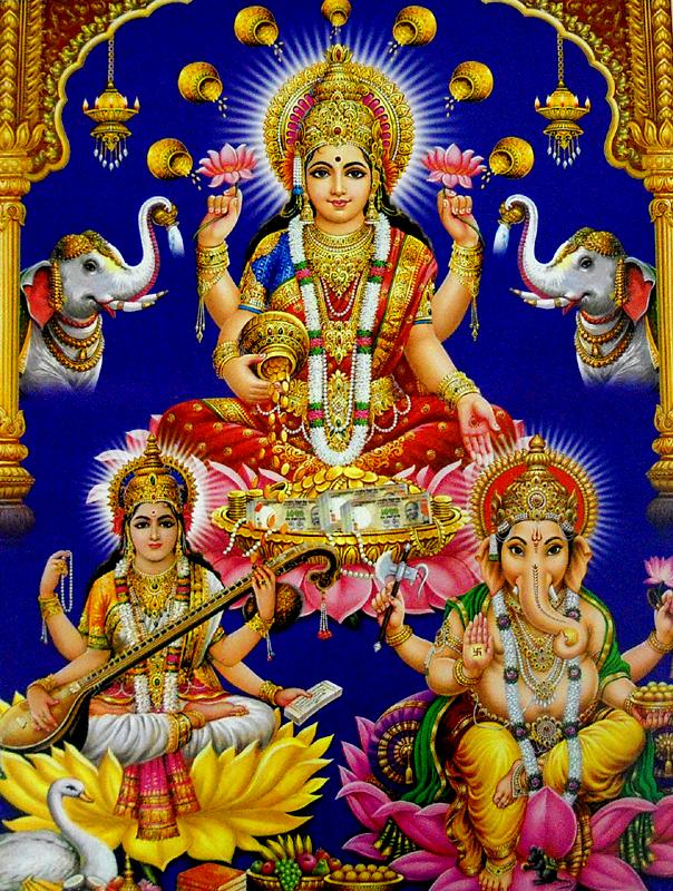 Ganesh Lakshmi Wallpaper 69 Pictures - Laxmi Ganesh Saraswati Image Download , HD Wallpaper & Backgrounds