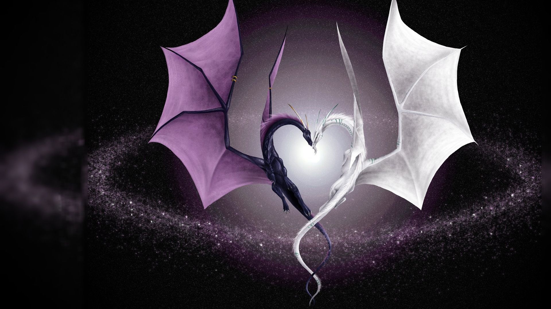 Dragon Love Couple Wallpaper Backgrounds - Purple Dragons , HD Wallpaper & Backgrounds