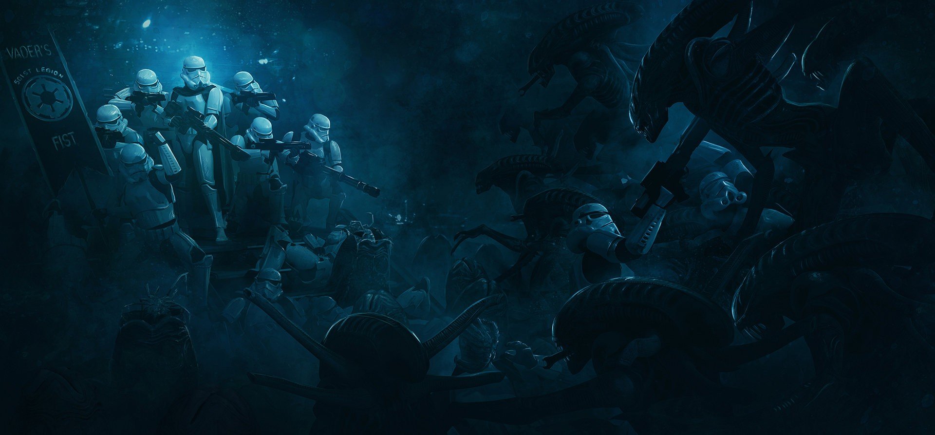 Aliens Storm Troopers Vs Xenomorphs Wallpaper And Background - Star Wars Vs Alien , HD Wallpaper & Backgrounds
