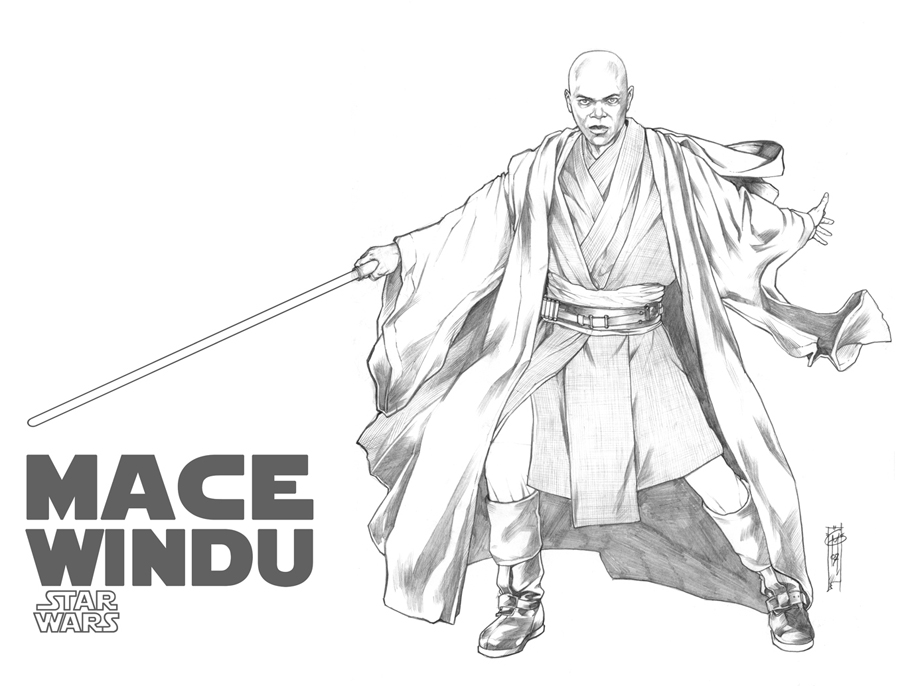 Mace Windu Coloring Pages Mace Coloring Pages Mace - Star Wars Mace Windu Drawing , HD Wallpaper & Backgrounds