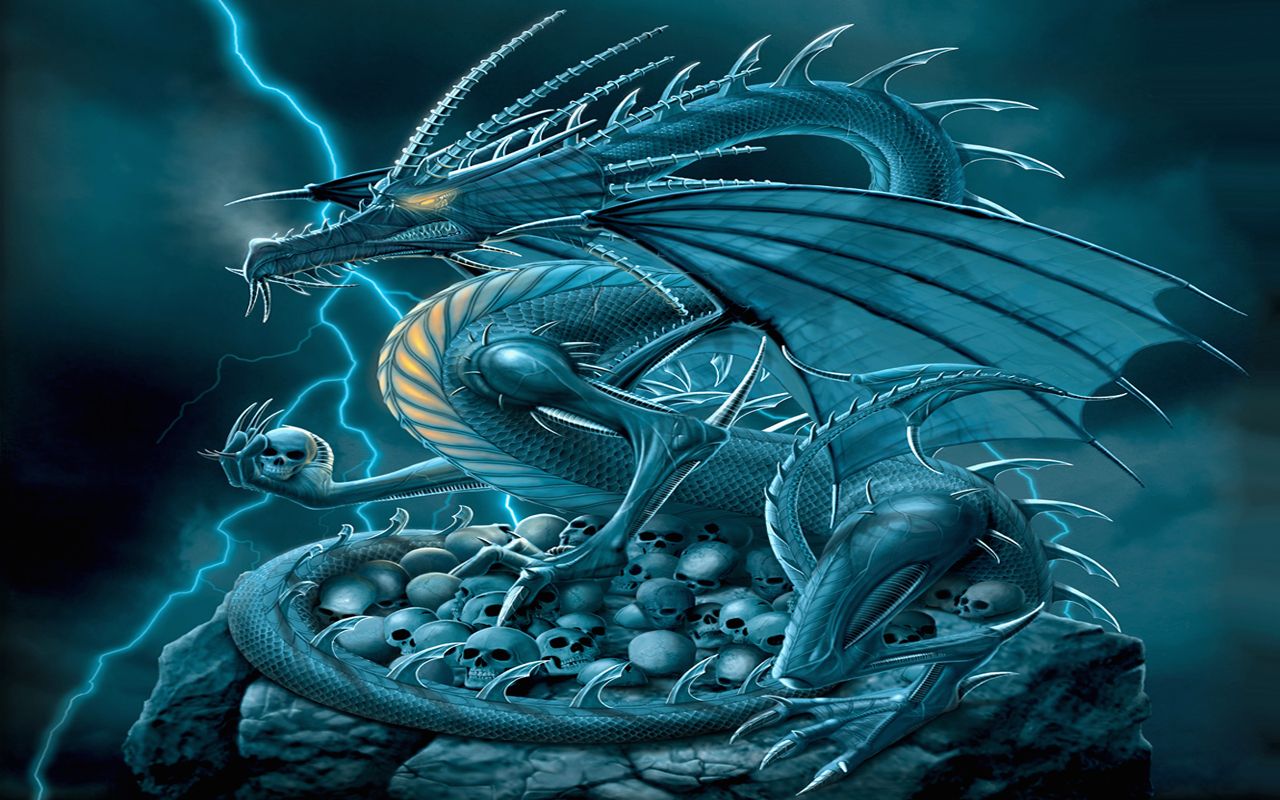 Blue Lightning Dragon , HD Wallpaper & Backgrounds