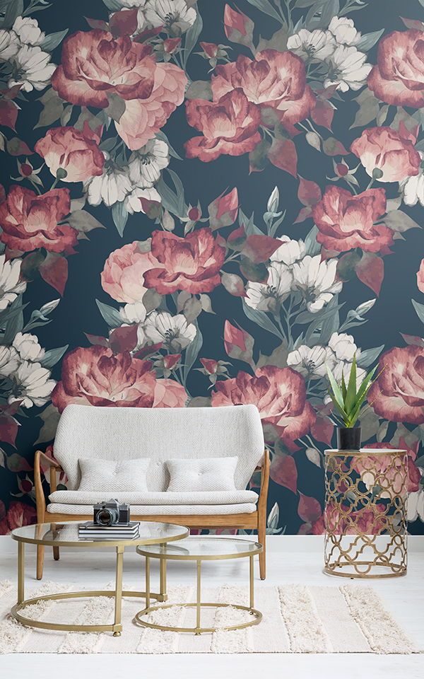 Dunkle Wallpaper - Dark Floral Wallpaper Lounge Area , HD Wallpaper & Backgrounds