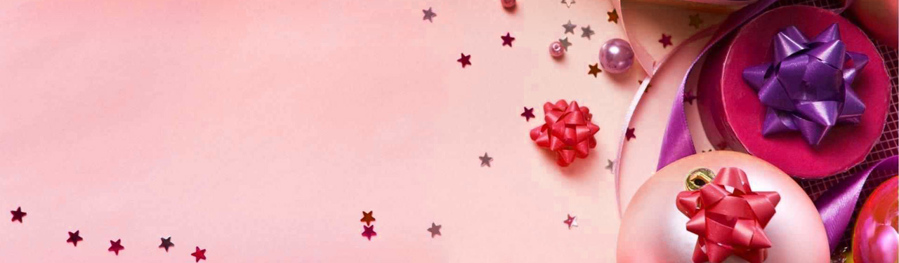 Pink Festival Ornaments And Scattered Stars Web Header - Christmas Wall Paper Pink , HD Wallpaper & Backgrounds