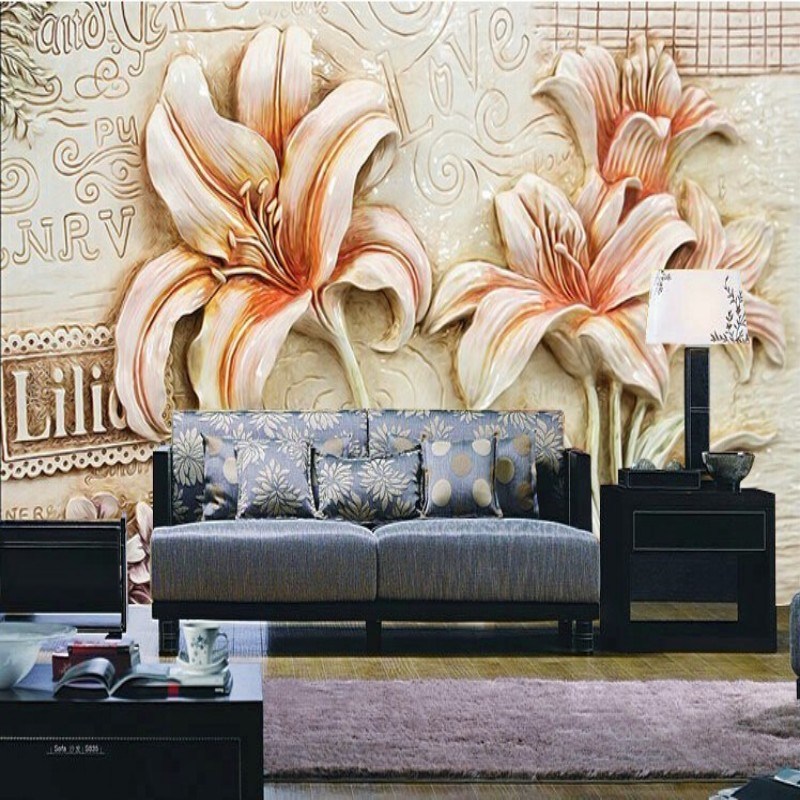 Beibehang Personalizado 3 D Imágenes De Sesiones Wallpaper - Flower Wall Painting Designs , HD Wallpaper & Backgrounds