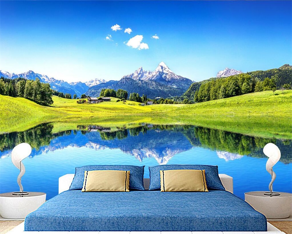 Beibehang Paisaje Personalizado Wallpaper Hd Wallpaper - Alps Mountain , HD Wallpaper & Backgrounds