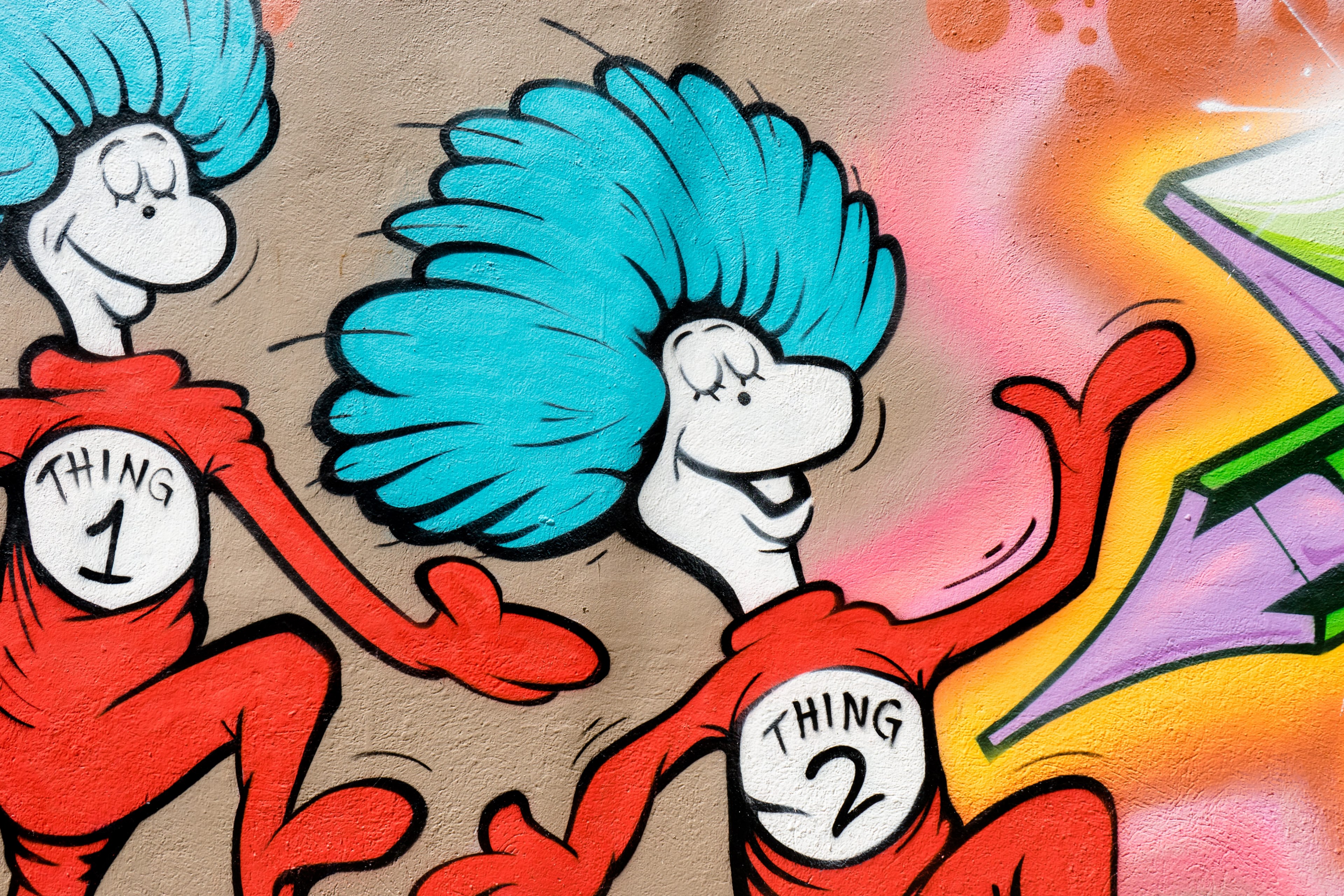 #3840x2560 Thing 1 And Thing 2 4k Wallpaper And Background - Dr Seuss , HD Wallpaper & Backgrounds