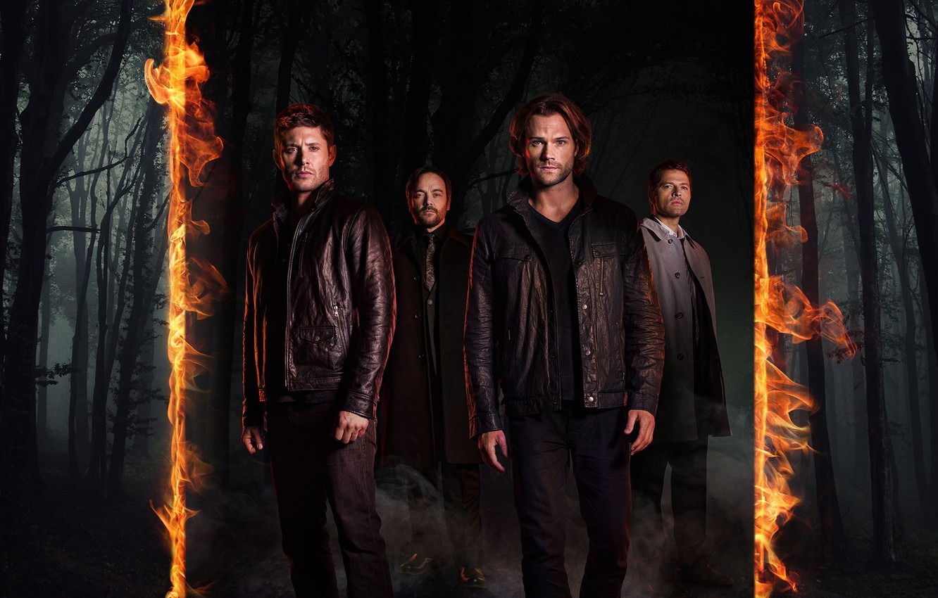 Photo Wallpaper Fire, Flame, Forest, Devil, Supernatural, - Supernatural Season 12 Banner , HD Wallpaper & Backgrounds