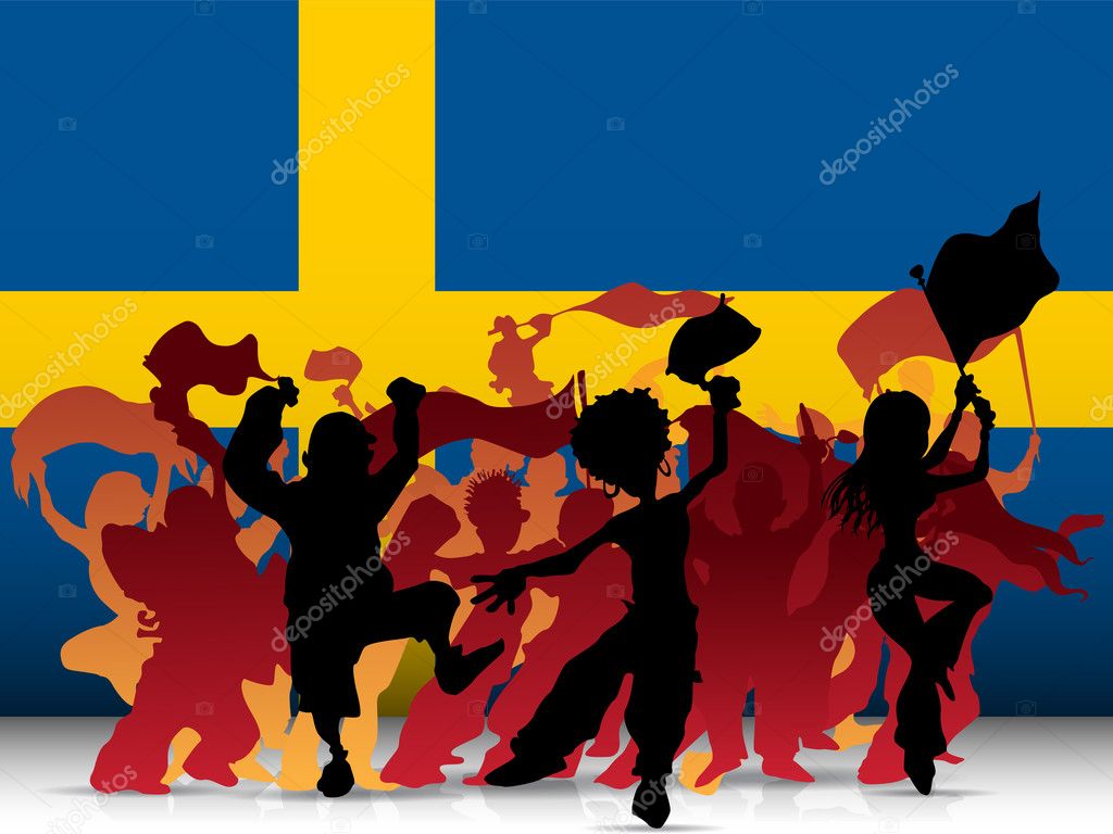 Sweden Sport Fan Crowd With Flag Stock Vector - Desenho Torcida Futebol Brasil , HD Wallpaper & Backgrounds