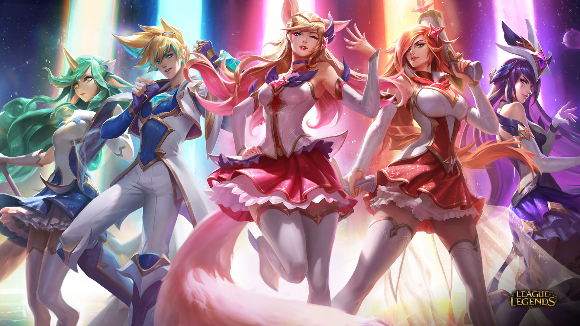 Star Guardian Soraka, Ezreal, Ahri, Miss Fortune & - Lol Star Guardian Skins , HD Wallpaper & Backgrounds