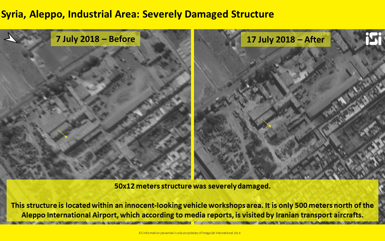 Satellite Images From July 7 And 17, 2018, Showing - Israel Airstrike Aleppo July 2018 , HD Wallpaper & Backgrounds