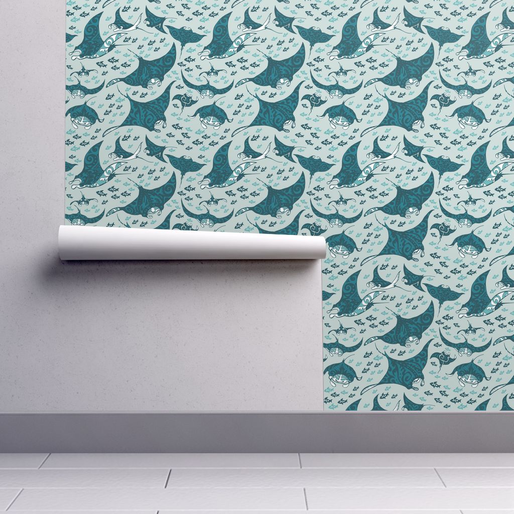 Isobar Durable Wallpaper Featuring Manta Ray By Minyanna - Curtain , HD Wallpaper & Backgrounds