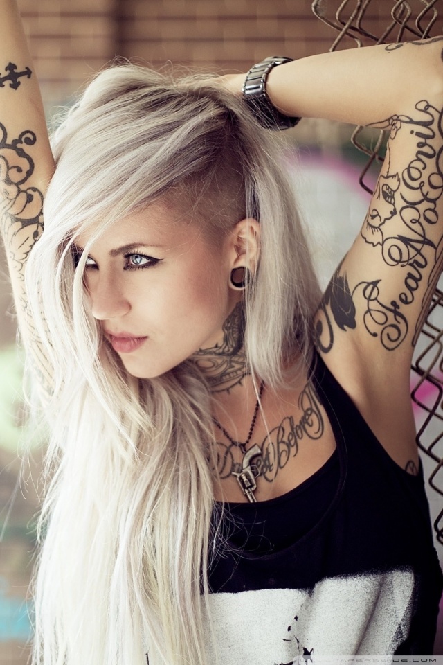 Blonde Girl Tattoos Hd Desktop Wallpaper , HD Wallpaper & Backgrounds