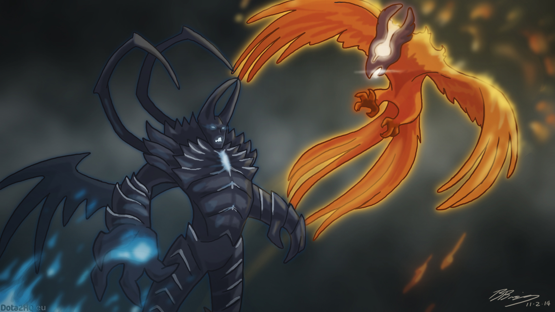 Terrorblade & Phoenix - Феникс В Доте 2 , HD Wallpaper & Backgrounds