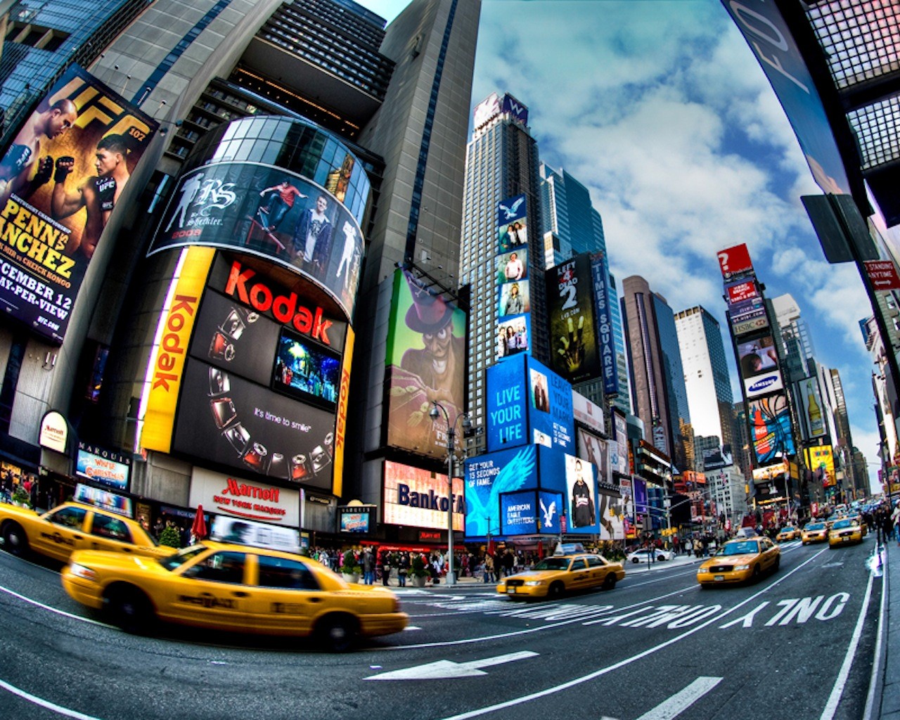 Times Square New York Neon America Taxi Full Hd Wallpaper, - Times Square , HD Wallpaper & Backgrounds