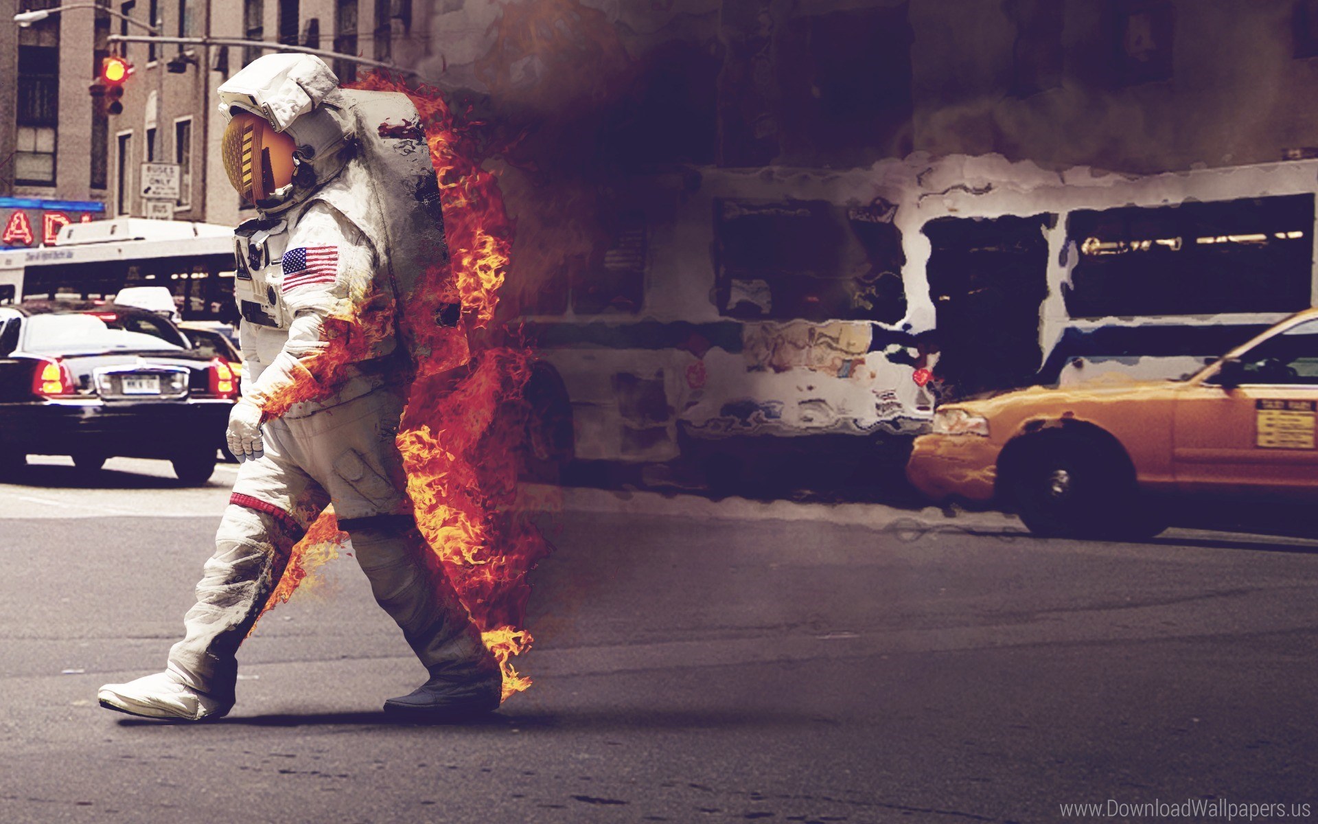 Download Original Size - Astronaut On Fire , HD Wallpaper & Backgrounds