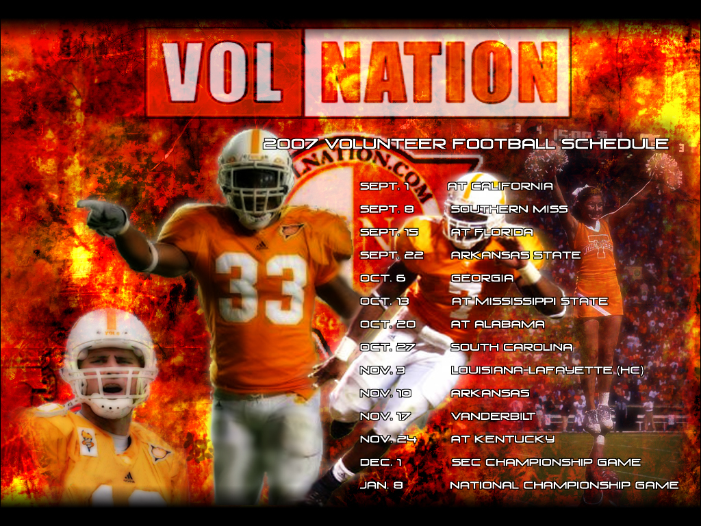 2007 Tennessee Vols Football Wallpaper - Screensaver Tennessee Football Schedule 2018 , HD Wallpaper & Backgrounds