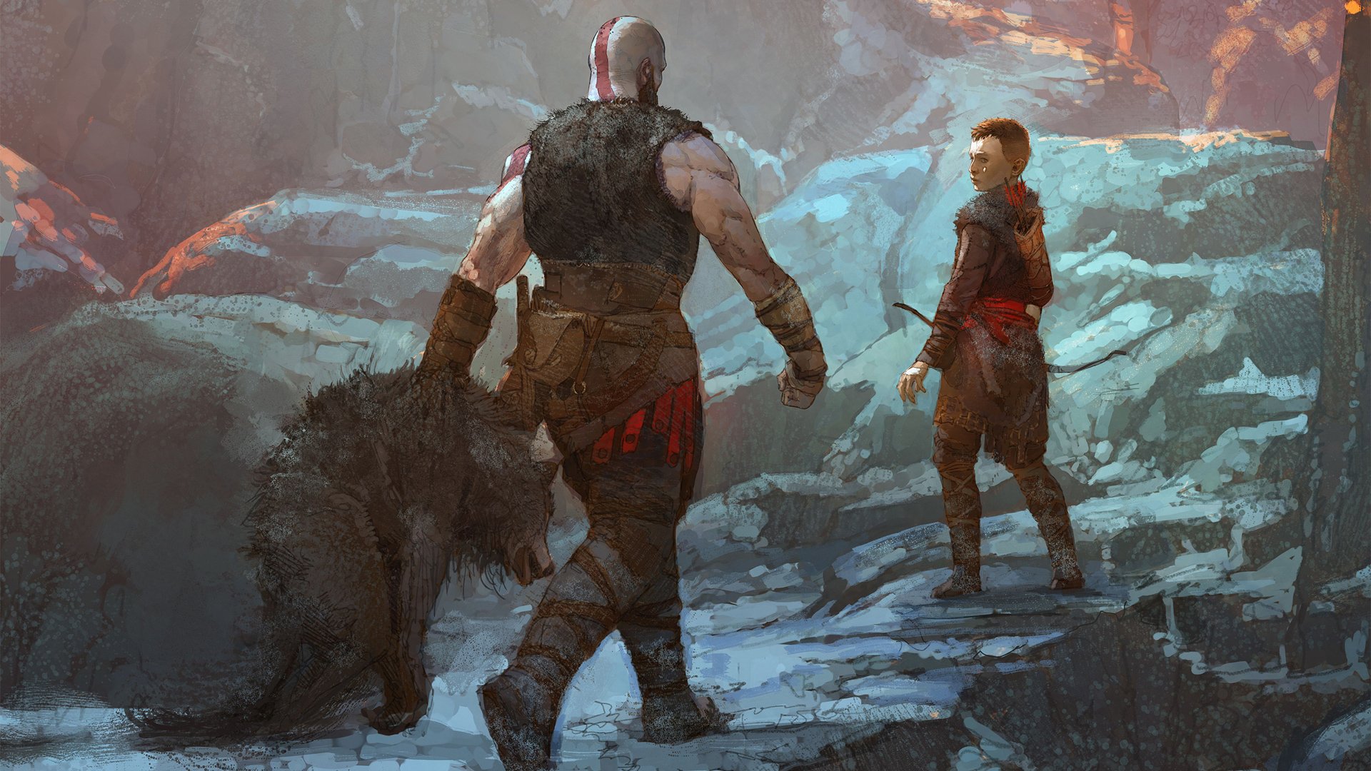 Kratos And Son Return From The Hunt - Ps4 God Of War Art , HD Wallpaper & Backgrounds