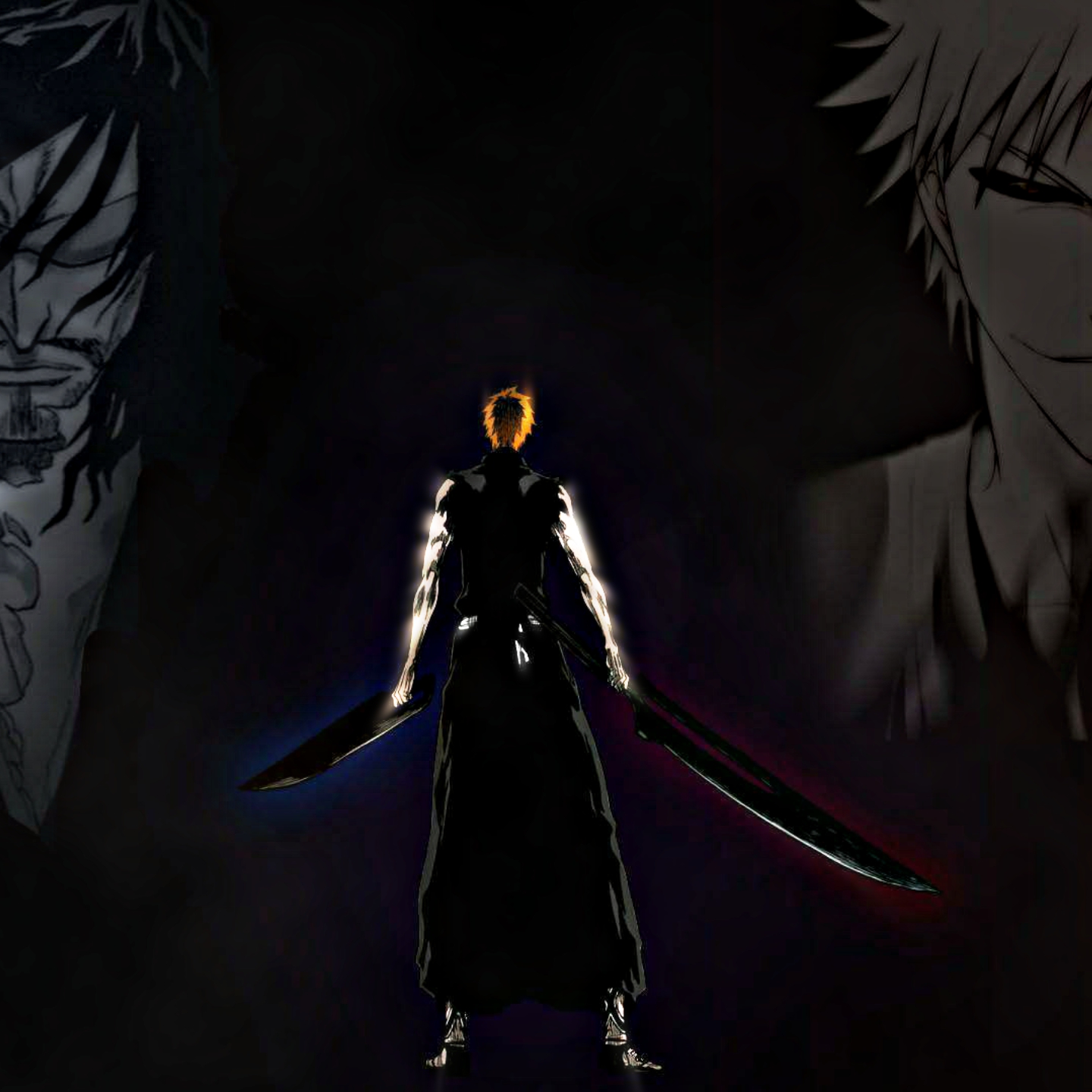 Bleach,ichigo,tensa Zangetsu - Ichigo Hollow , HD Wallpaper & Backgrounds