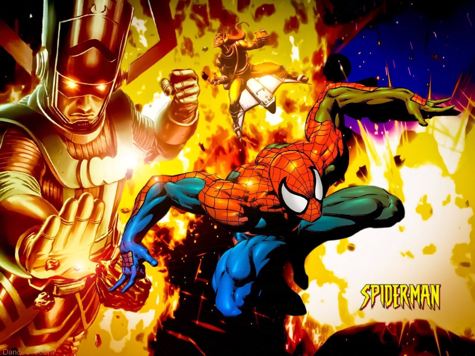 Comics Spiderman Fire Marvel Comics Galactus Green - Spiderman Comic , HD Wallpaper & Backgrounds