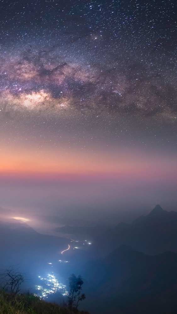 Starry Night Long Exposure Milky Way Galaxy Wallpaper - Iphone Milky Way Galaxy , HD Wallpaper & Backgrounds