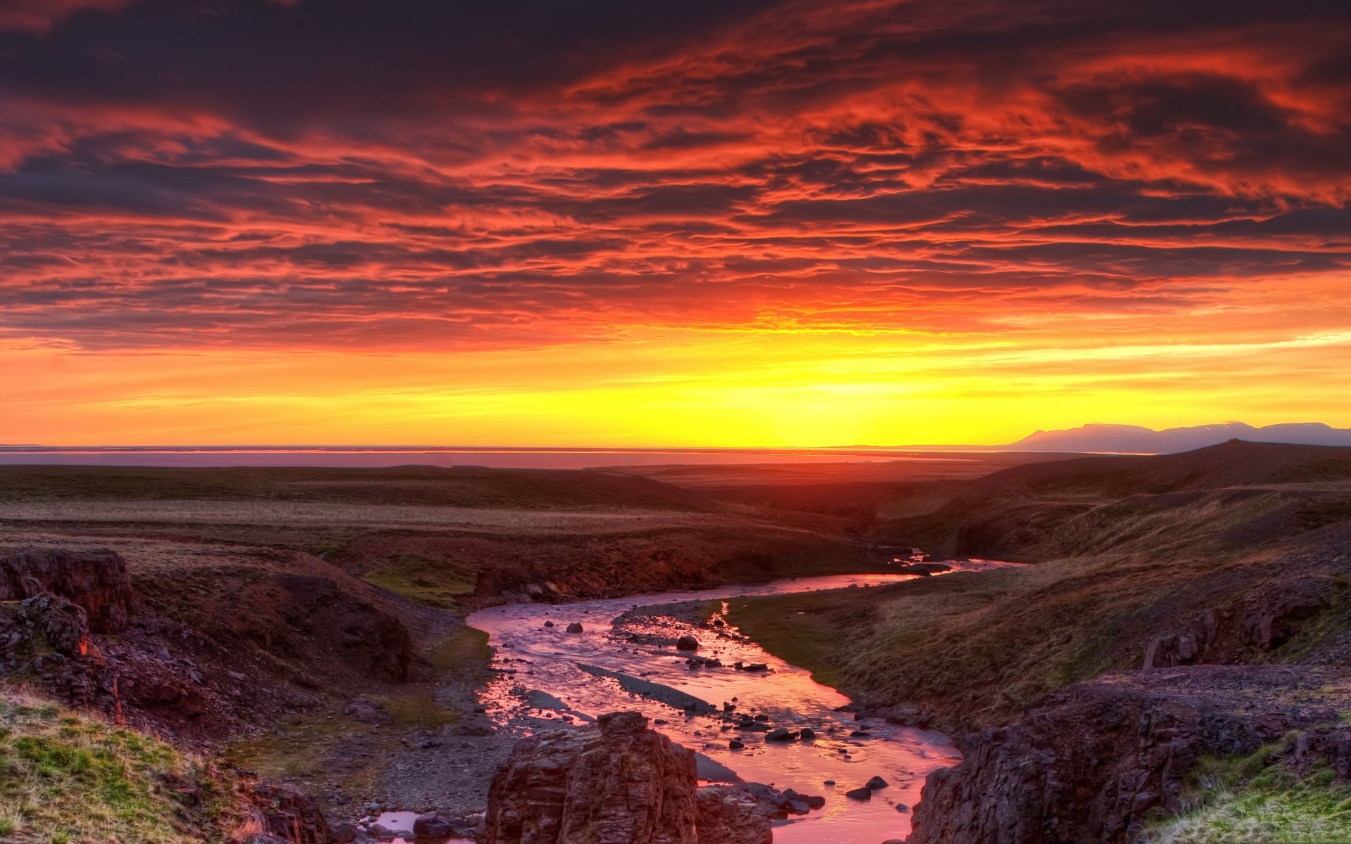 Colors River Sunset Clouds Reflected Earth Loud Ravine - Wallpaper , HD Wallpaper & Backgrounds
