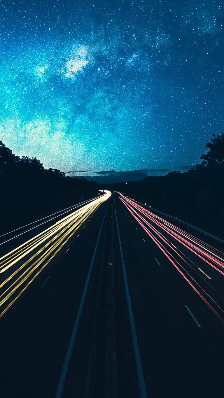 Highway Lights Long Exposure Wallpaper - Long Exposure Light Phone , HD Wallpaper & Backgrounds