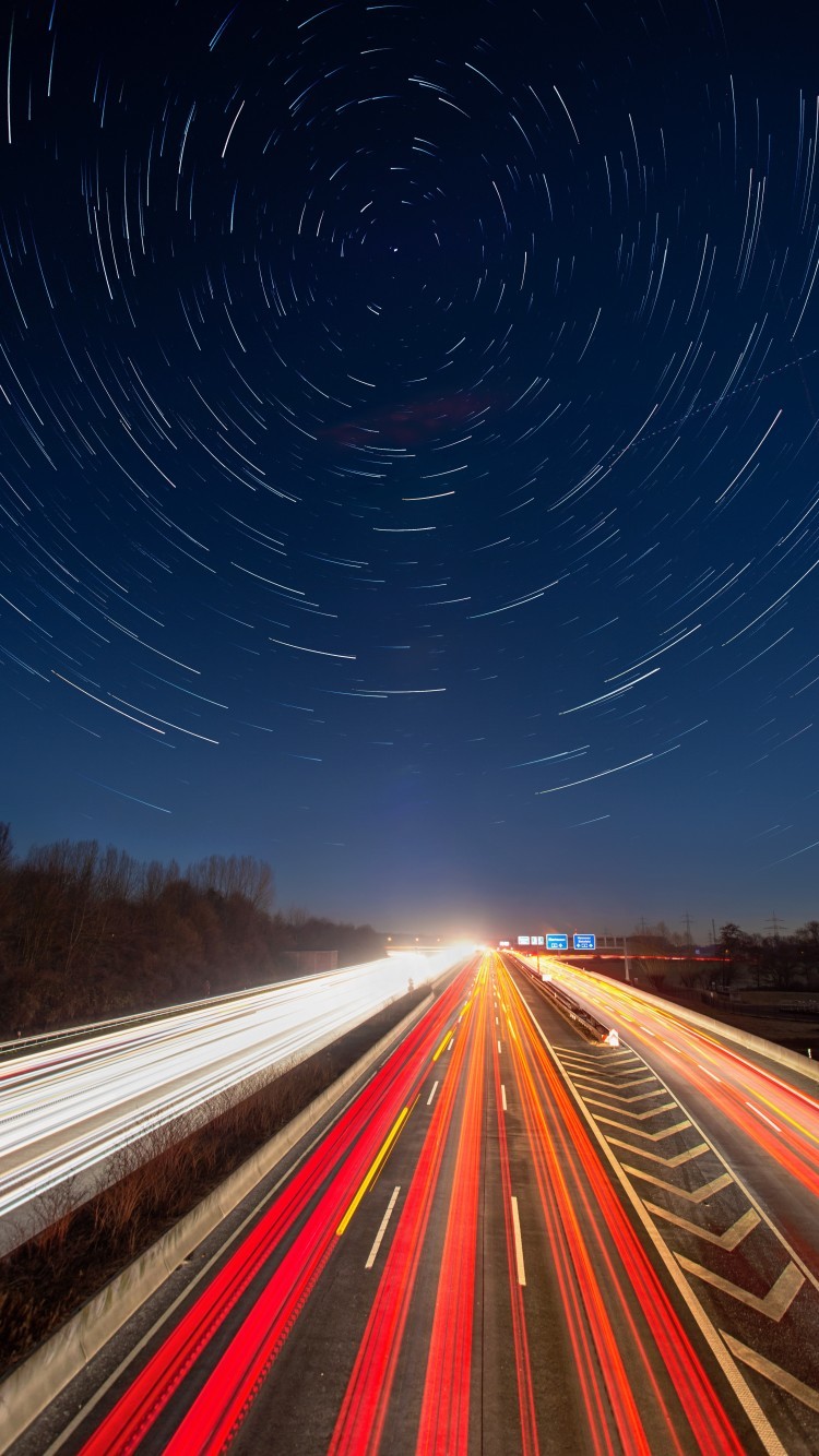 Time-lapse, Road, Star Trails, Night, Long Exposure - Wallpaper , HD Wallpaper & Backgrounds