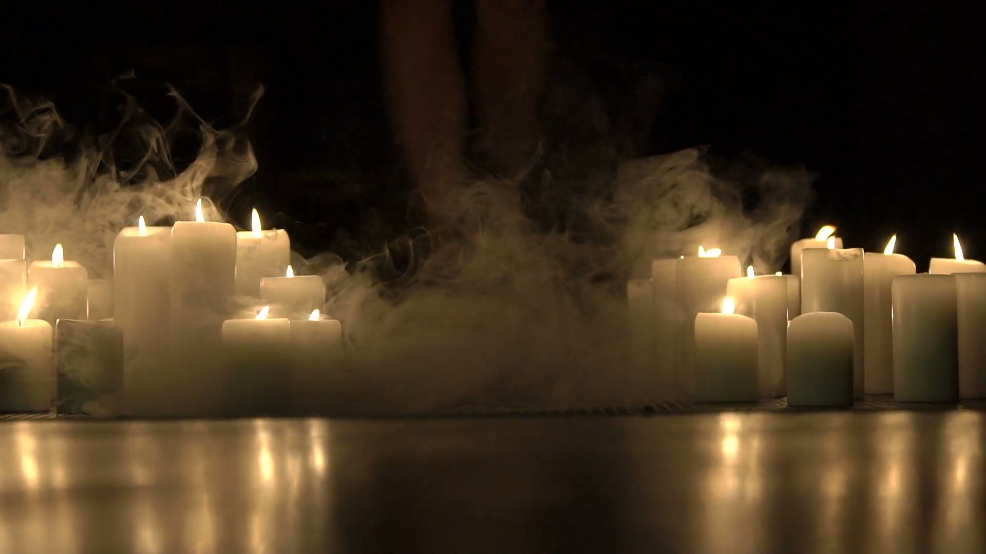 Dark Candles Girl S Legs Goes In Big Smoke Of Burning - Burning Candles And Smoke , HD Wallpaper & Backgrounds