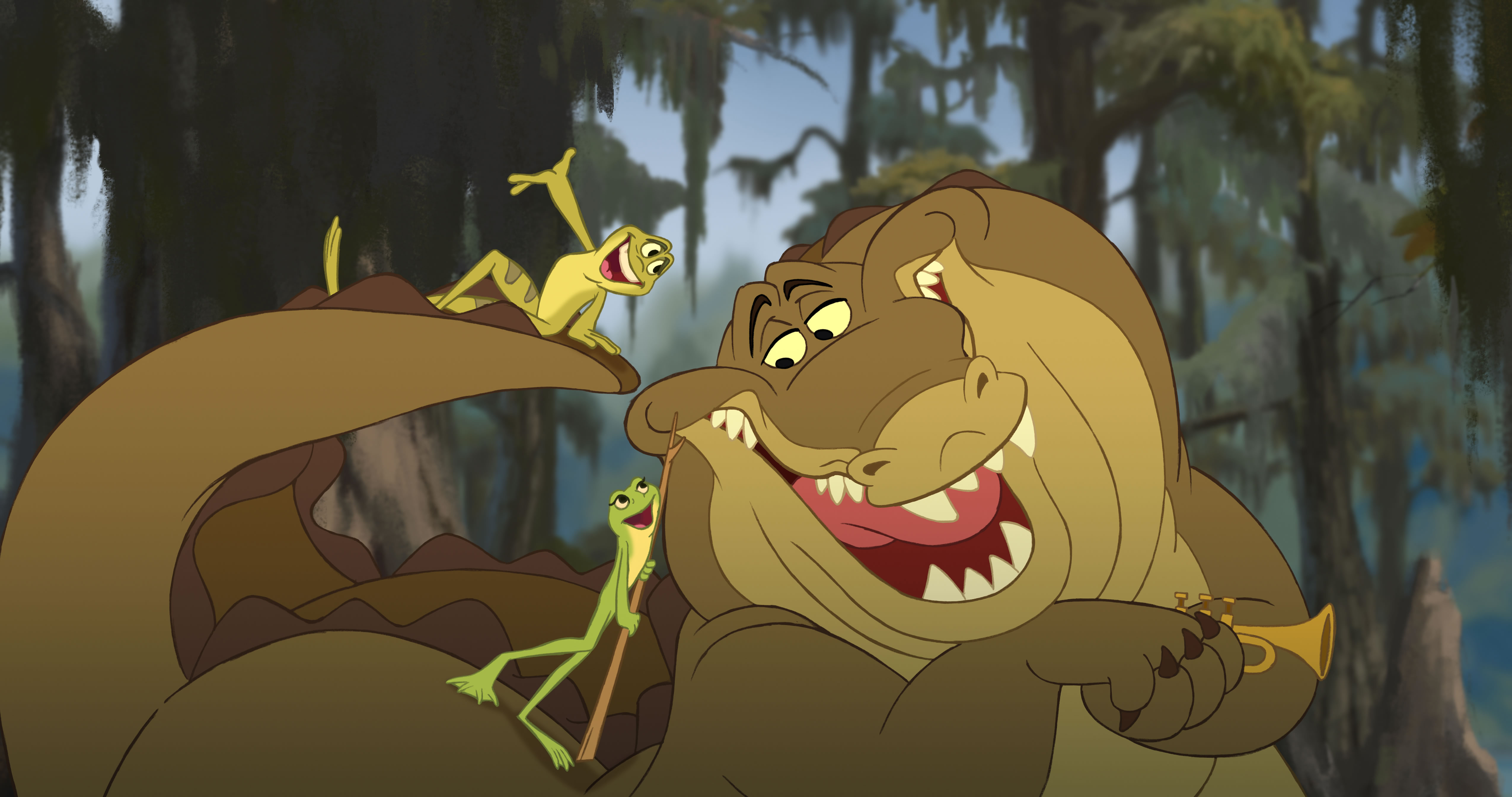Louis The Gator, Tiana And Naveen From Disney's Princess - Princess And The Frog Louis And Ray , HD Wallpaper & Backgrounds