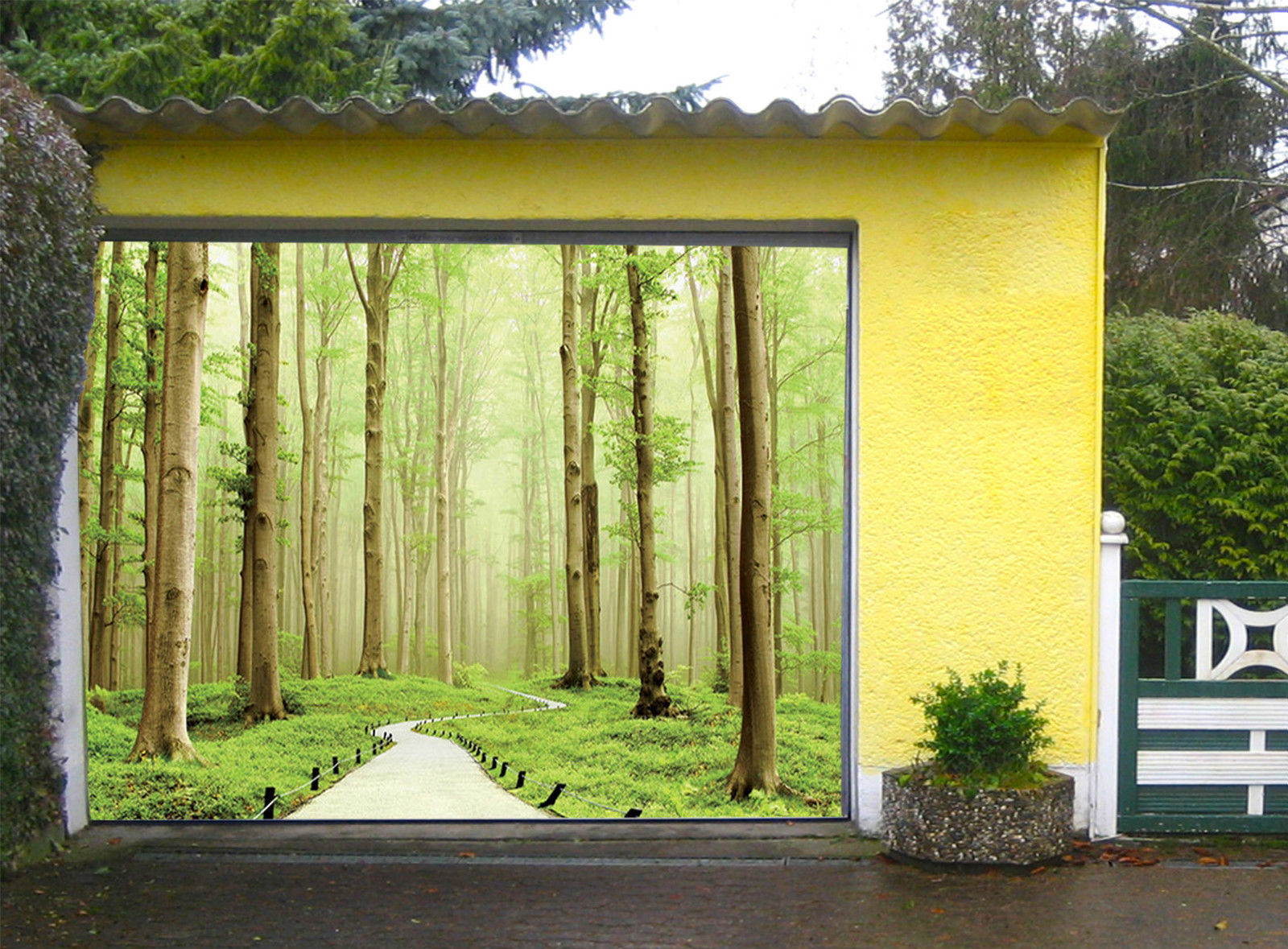 3d Foresta Foresta Foresta Nebbia Garage Porta Stampe - Door , HD Wallpaper & Backgrounds