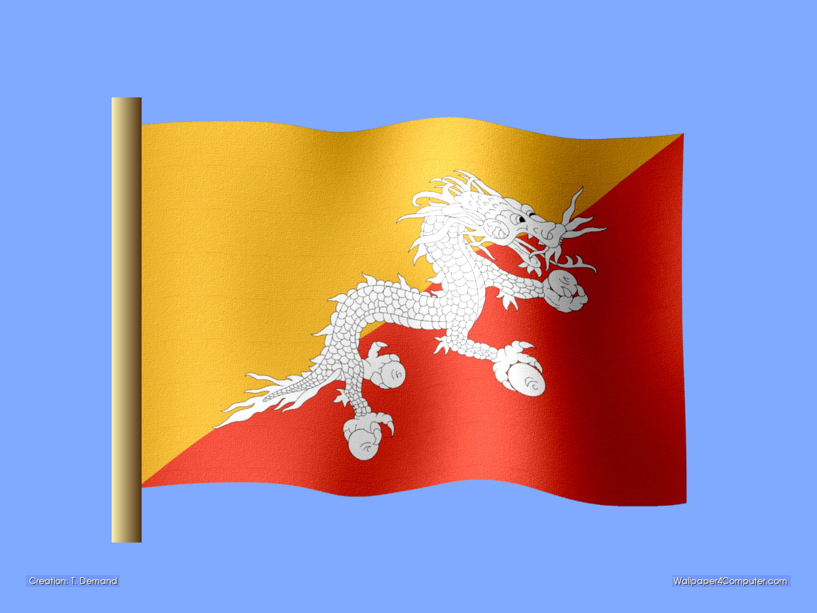 Bhutanese Flag Desktop Wallpaper - Flag Of Bhutan , HD Wallpaper & Backgrounds