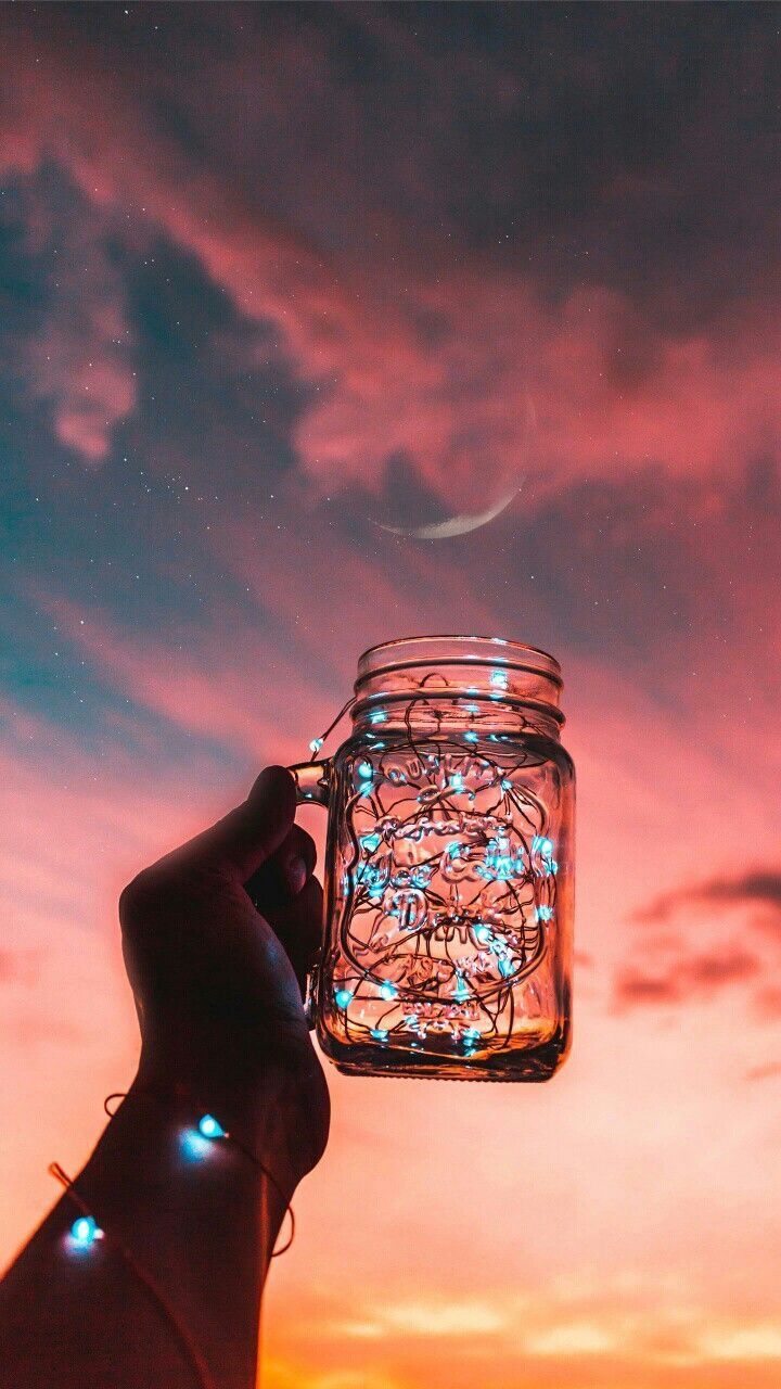 #wallpaper #ios #phone #iphone #android #cell - Aesthetic Fairy Lights In A Jar , HD Wallpaper & Backgrounds