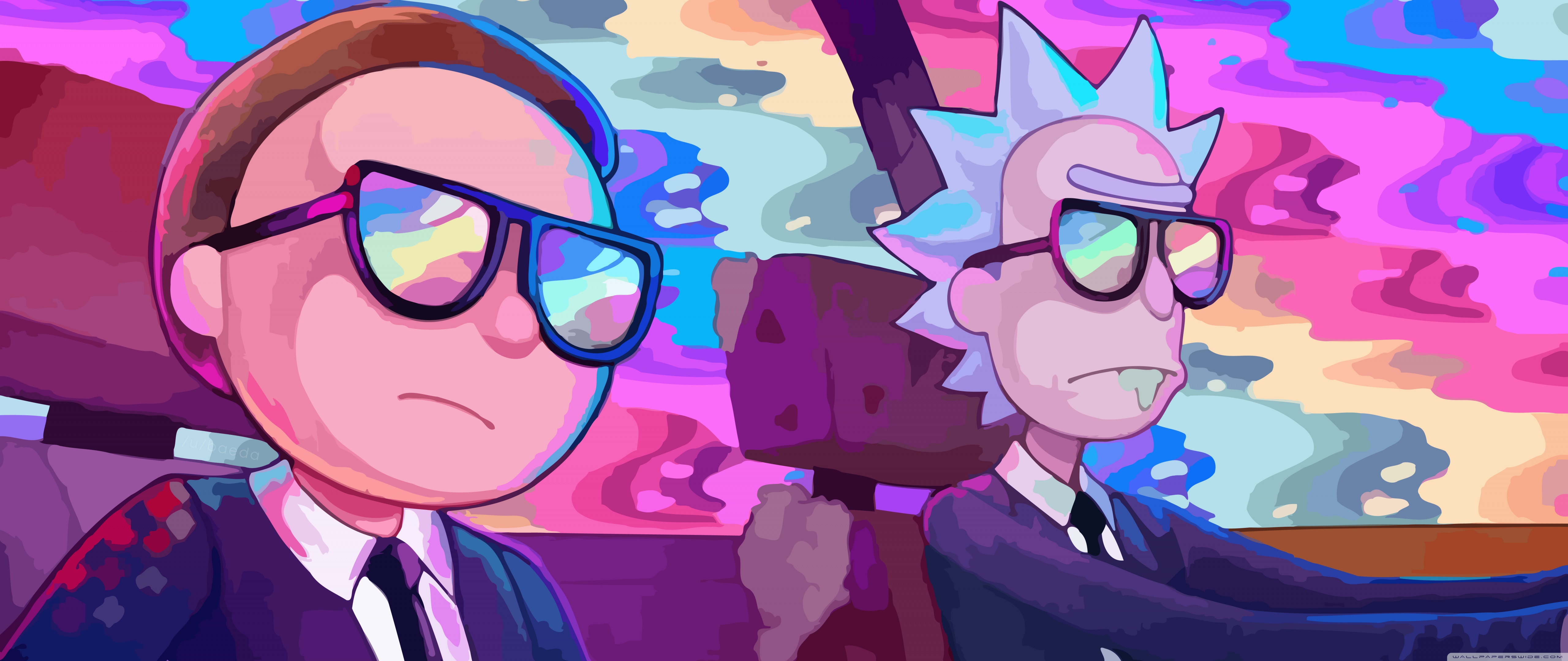 Ultrawide - Rick And Morty Rainbow , HD Wallpaper & Backgrounds