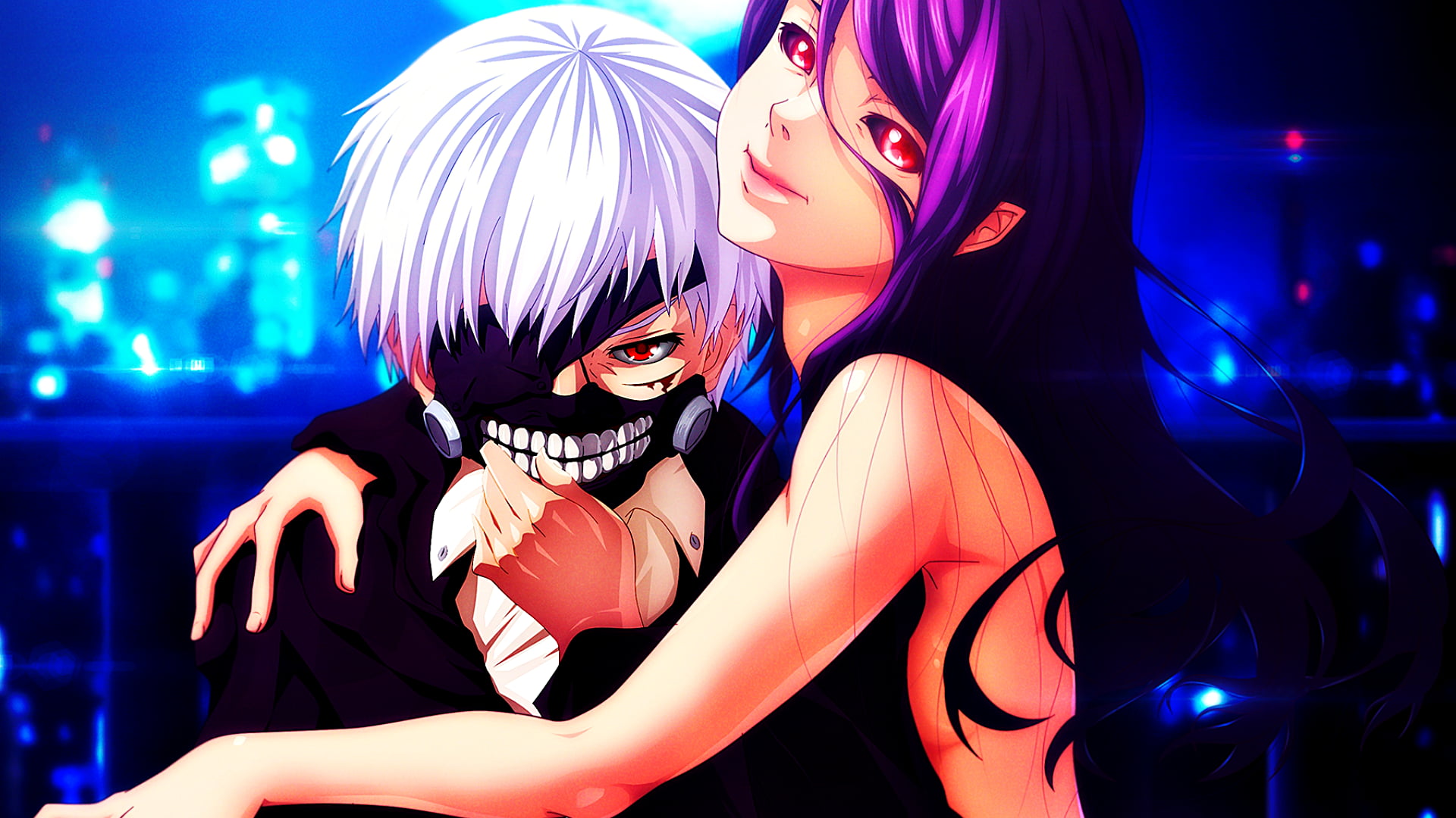 Two Anime Characters, Tokyo Ghoul, Kaneki Ken, Kamishiro - Kaneki Y Rize Hd , HD Wallpaper & Backgrounds