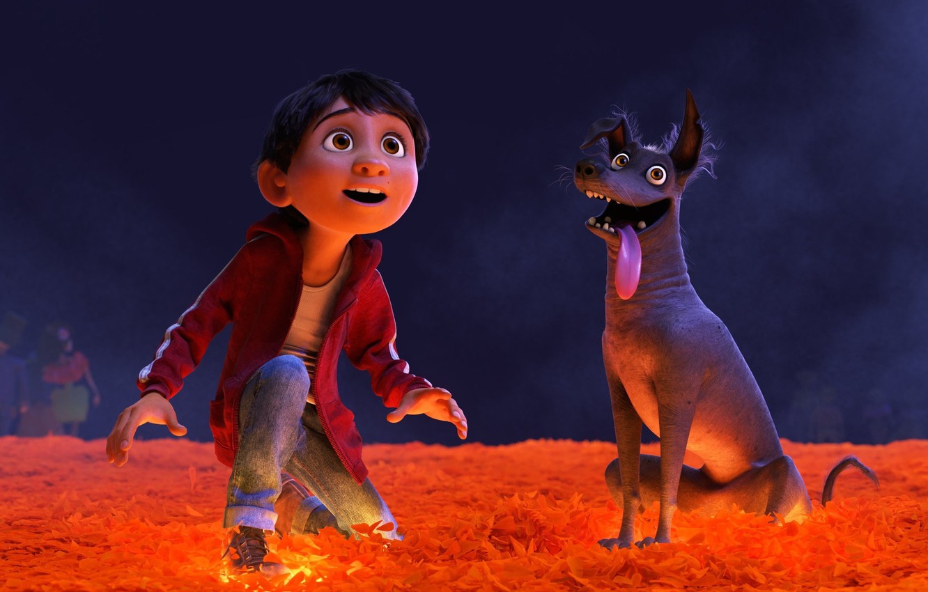 Photo Wallpaper Usa, Mexico, Dog, Boy, Coco, Animated - Dog From Coco Movie , HD Wallpaper & Backgrounds