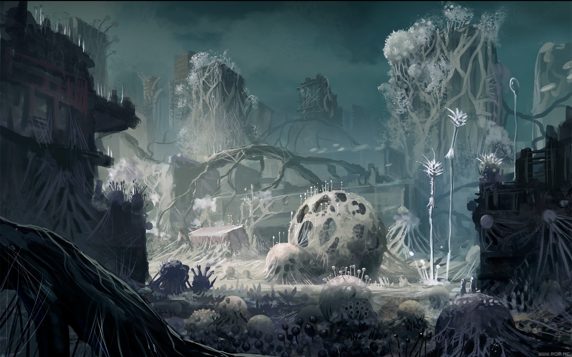 Artwork Apocalyptic Destruction Ruins City Nausicaa - Sci Fi City Ruins , HD Wallpaper & Backgrounds