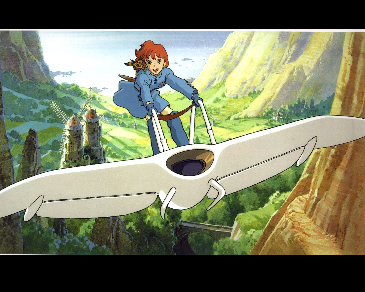 Hayao Miyazaki Wallpaper - Nausicaa Of The Valley Of The Wind Flying , HD Wallpaper & Backgrounds