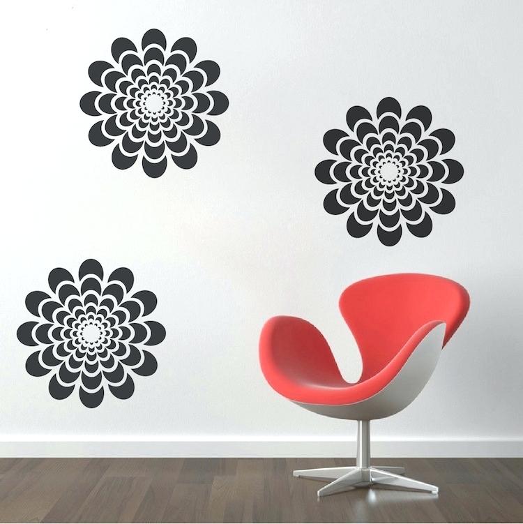 Wall Stamp Flower Wall Decal Zoom Wall Stamp Concrete - Floral Wall Sticker For Bedroom , HD Wallpaper & Backgrounds