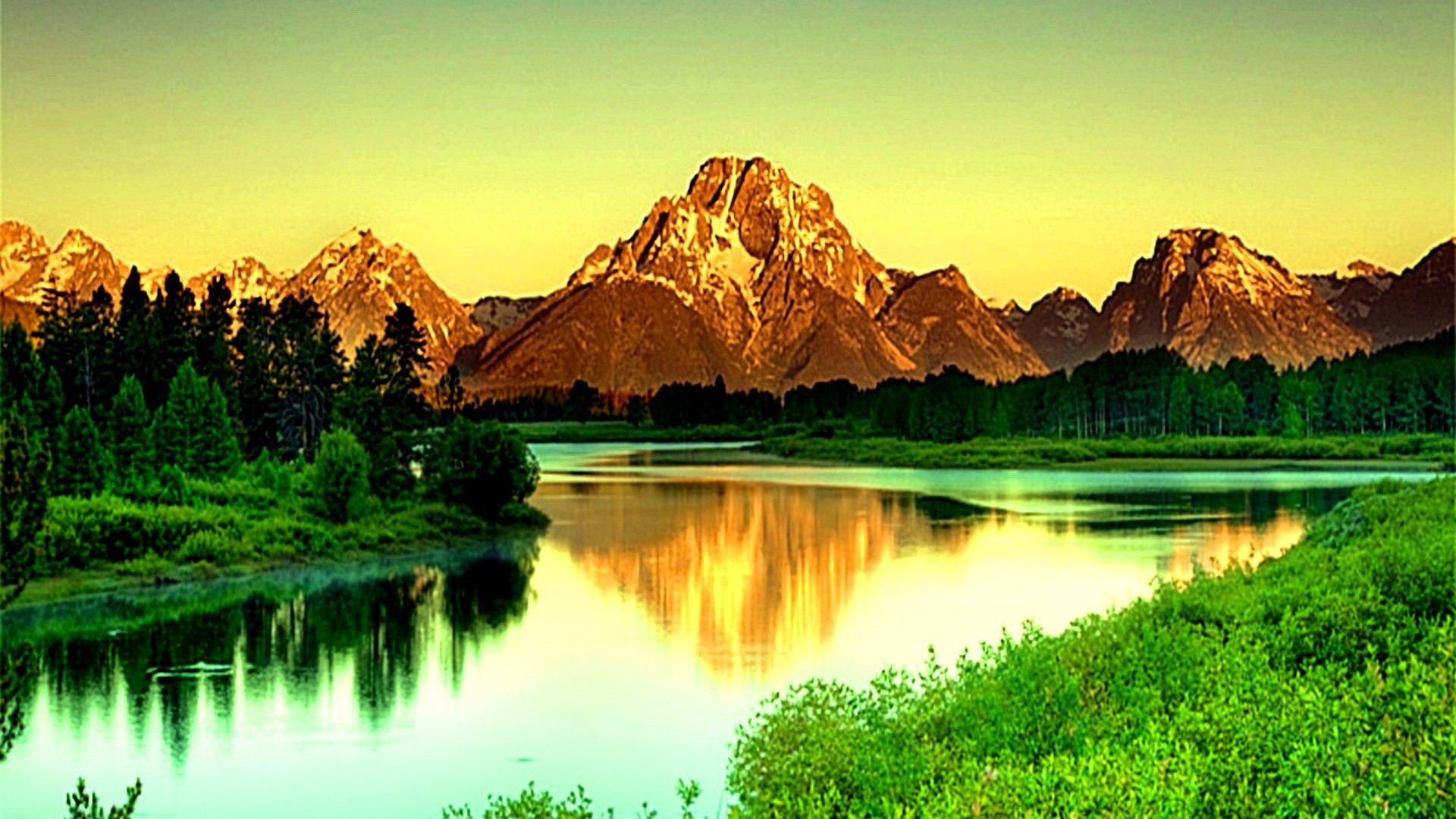 Golden Mountain Peaks - Grand Teton National Park, Mount Moran , HD Wallpaper & Backgrounds