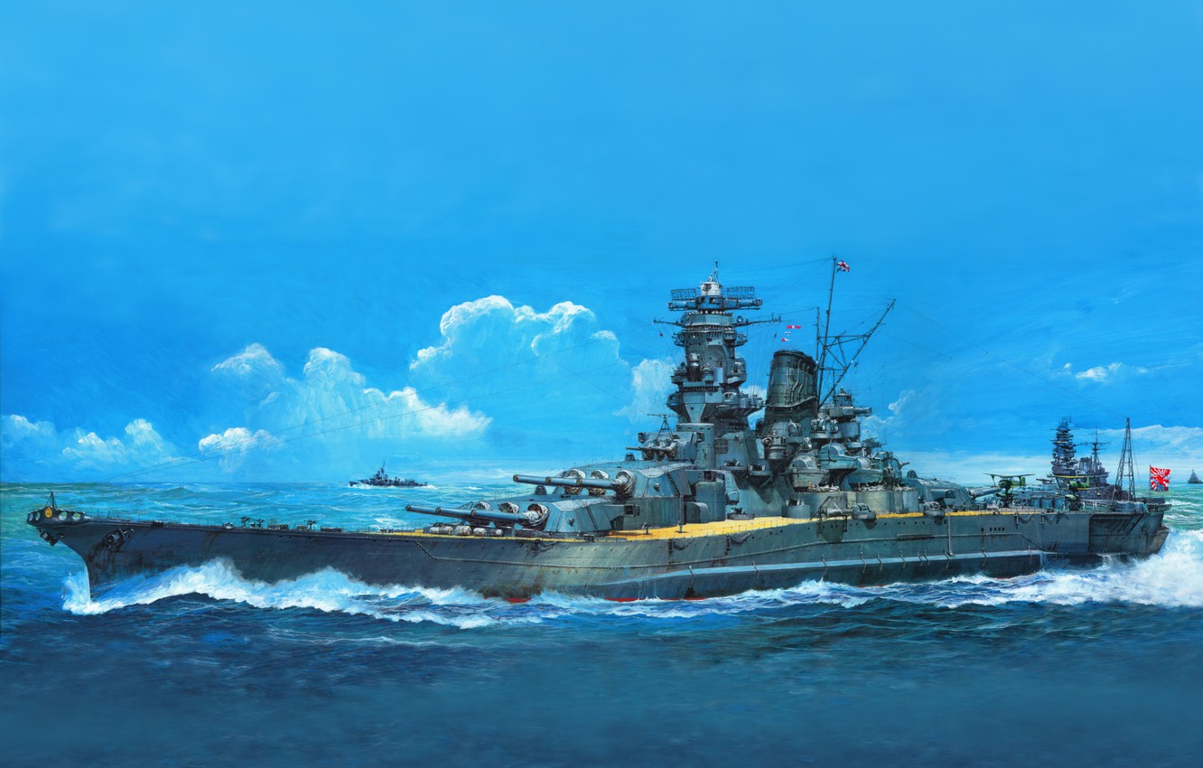 Photo Wallpaper Figure, Art, Battleship, Tami Muse - Musashi Battleship , HD Wallpaper & Backgrounds