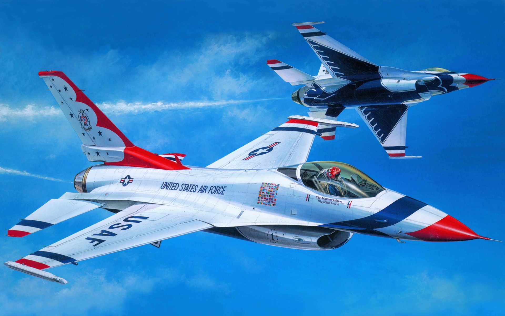 F-16c Fighting Falcon 'thunderbirds' - Tamiya Thunderbirds F 16 , HD Wallpaper & Backgrounds
