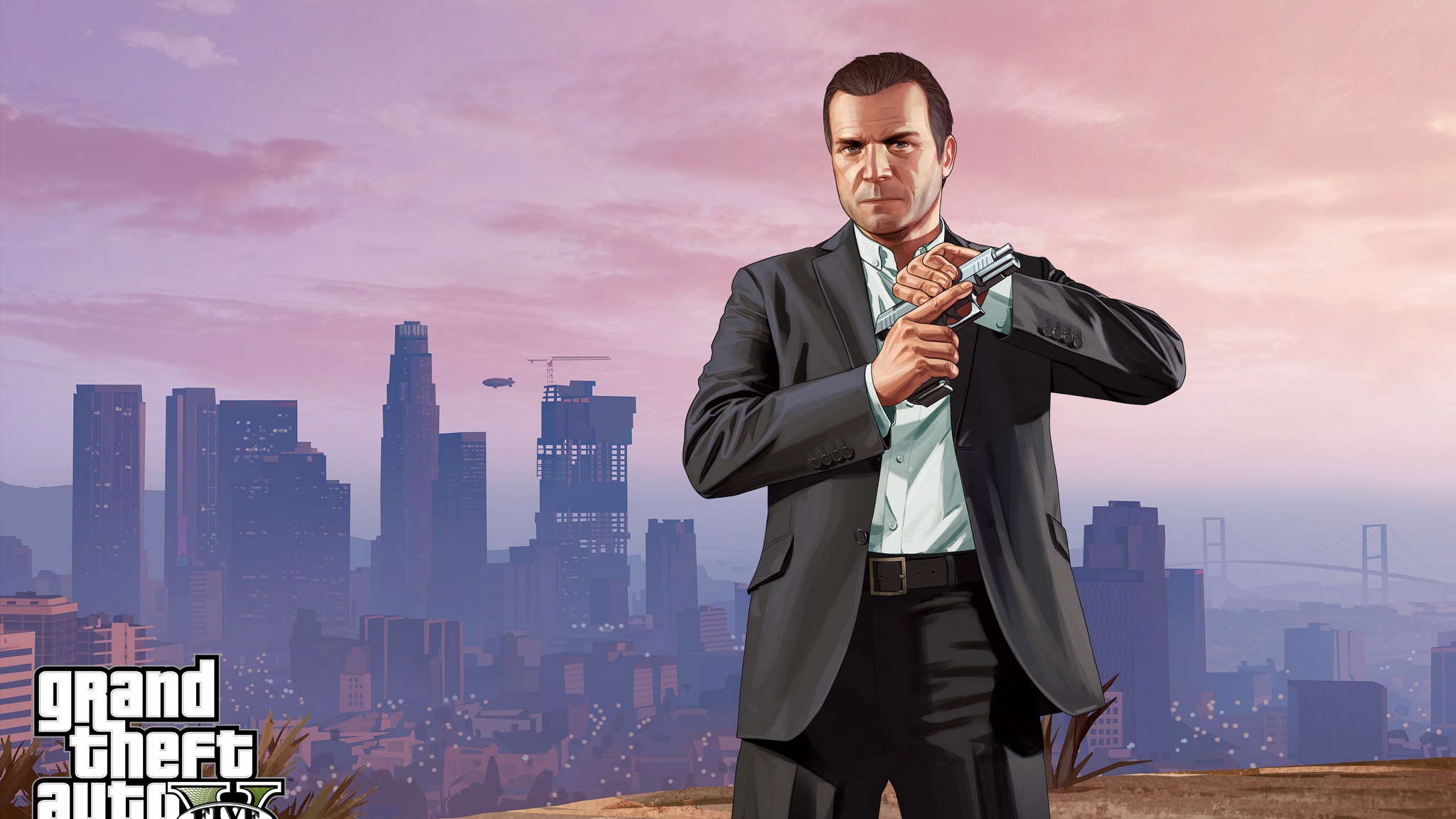 Wallpaper Grand Theft Auto V, Los Santos, Michael, - Michael De Gta 5 , HD Wallpaper & Backgrounds