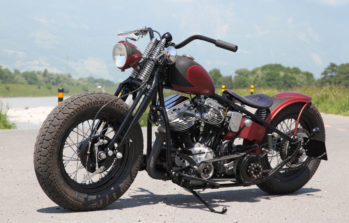 Photo Wallpaper Bike, Custom, Motorbike, Motorcycle, - Harley Davidson 57 Panhead , HD Wallpaper & Backgrounds