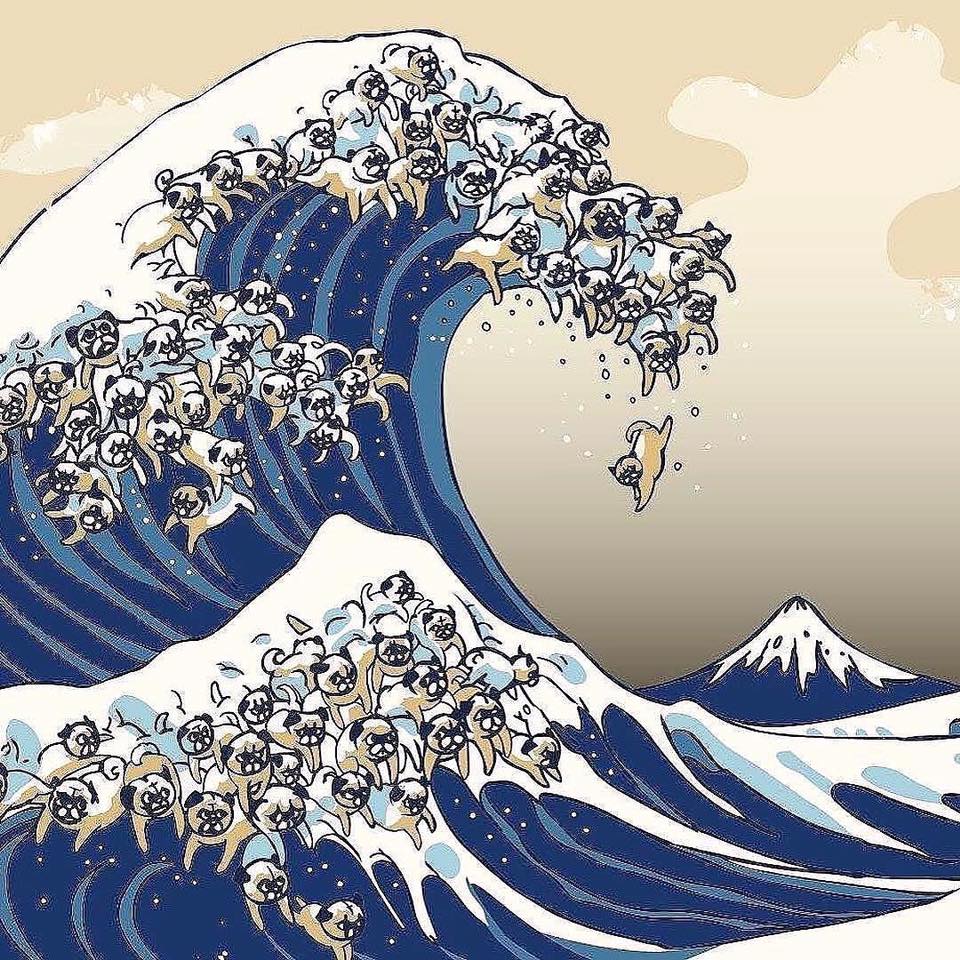 Pug Tsunami - Pug Wave , HD Wallpaper & Backgrounds