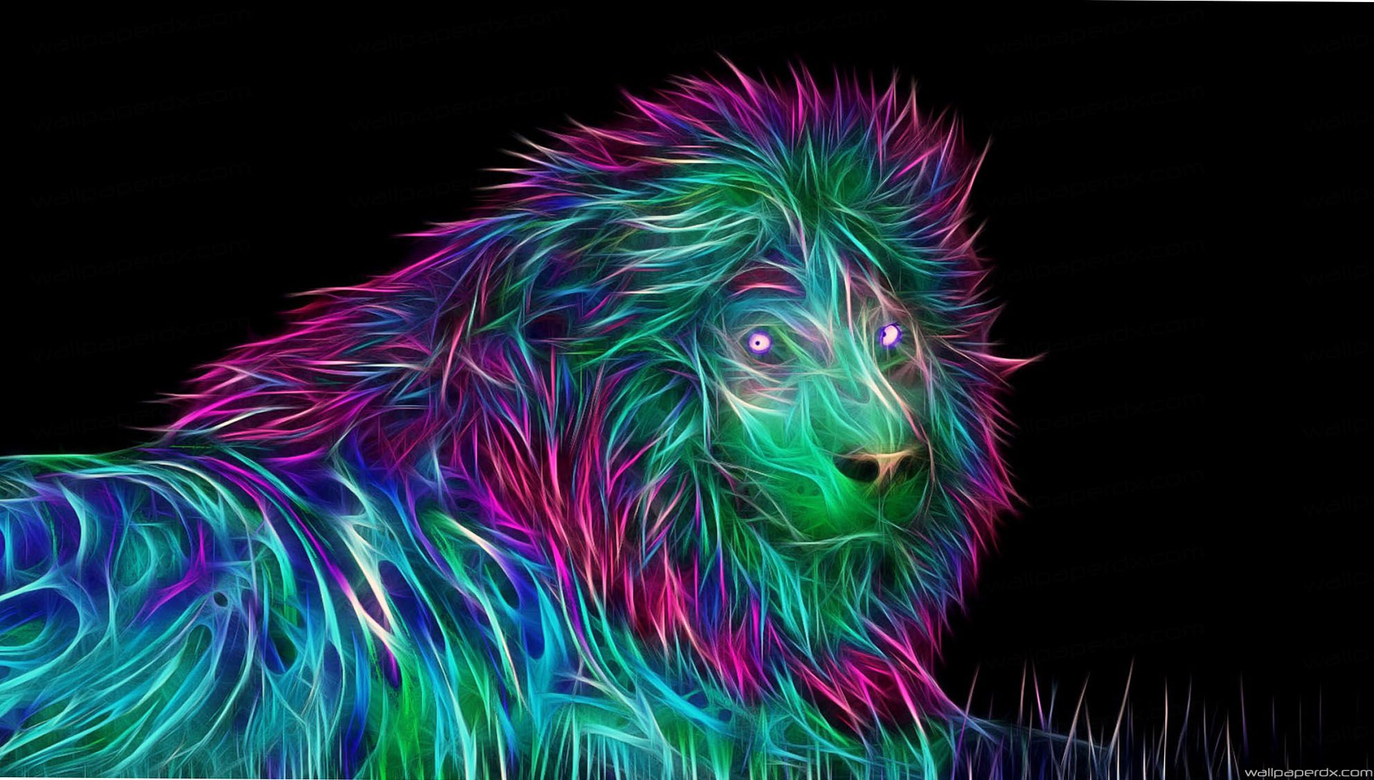 Abstract 3d Abstract Lion Negative Colorful Full Hd - Lion Full Hd 3d , HD Wallpaper & Backgrounds