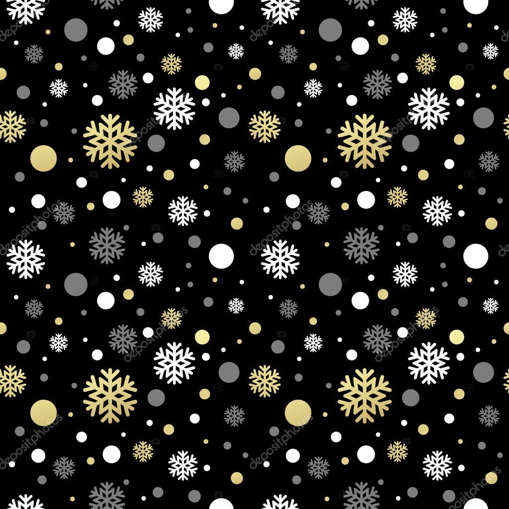 Seamless Black Christmas Wallpaper With White And Golden - Christmas Wallpaper Black , HD Wallpaper & Backgrounds