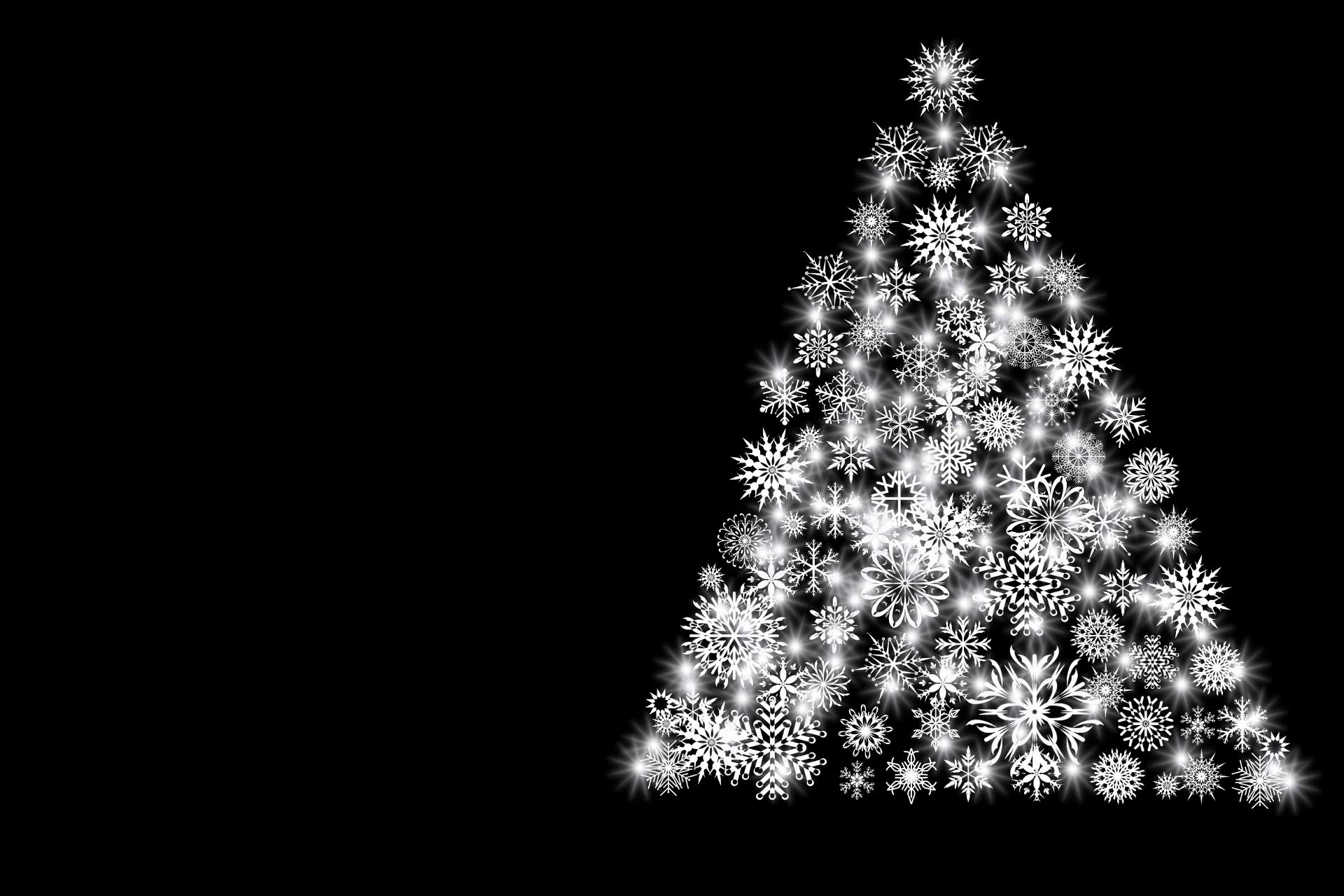 Christmas Tree Bw - Merry Christmas Glowing , HD Wallpaper & Backgrounds
