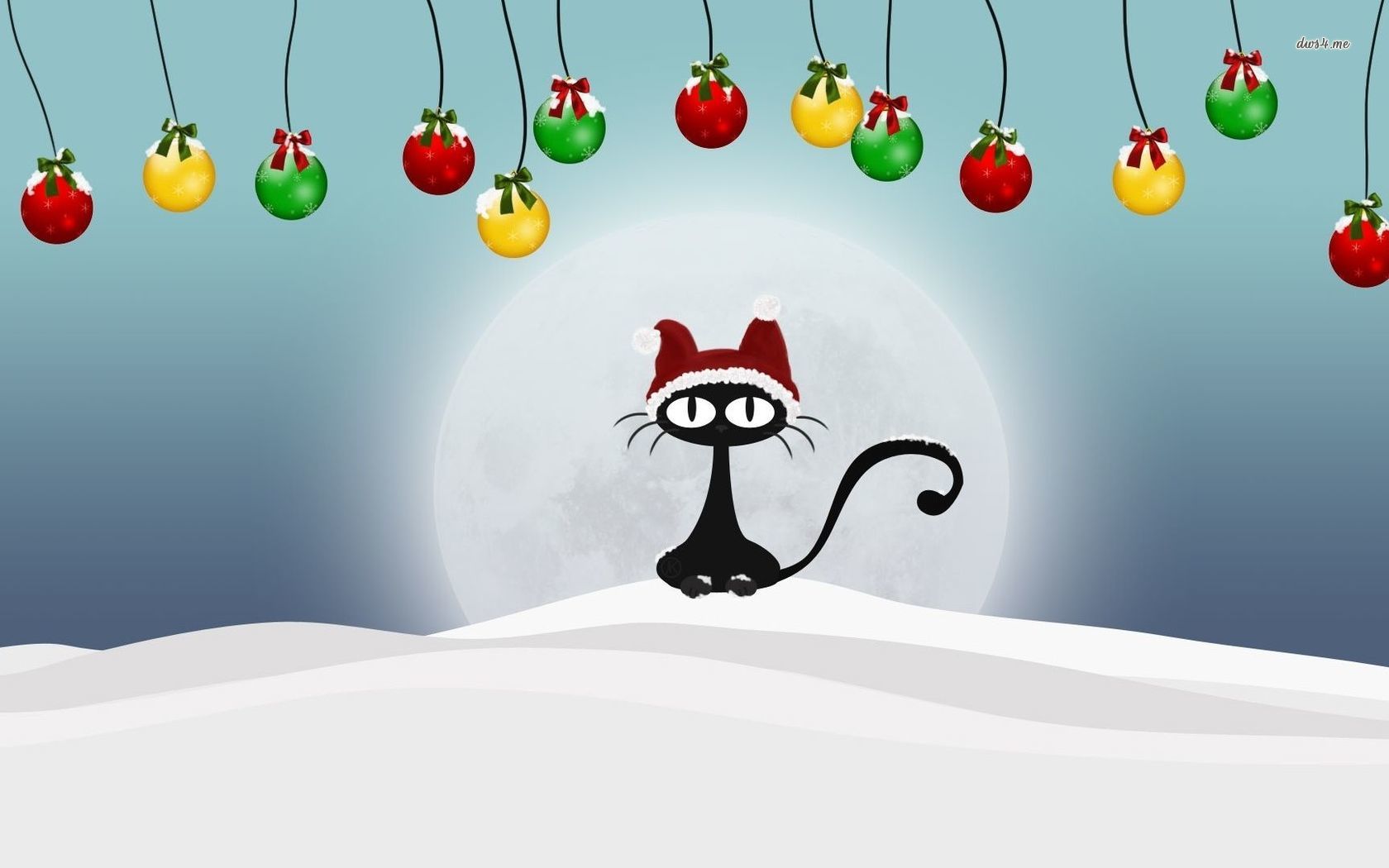 Black Cat On Christmas Night Wallpaper - Christmas Wallpaper Funny , HD Wallpaper & Backgrounds